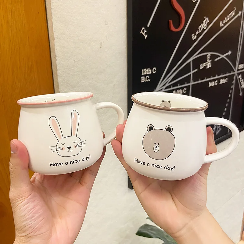 

Japanese Simple Cute Cat Animal Mug Student Pot Belly Ceramic Cup Personality Cup