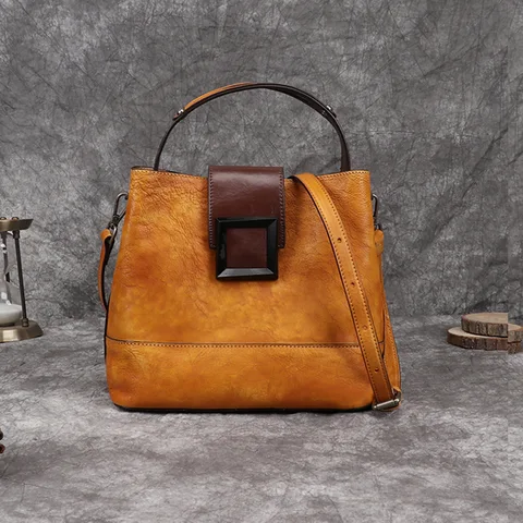 GAGACIA Женская сумочка ручной работы из натуральной воловьей кожи в стиле ретро