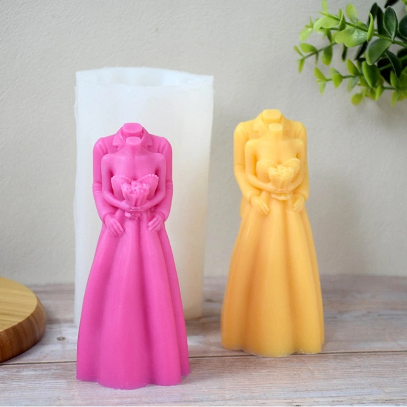 

DIY Candle Mold with Wedding Dress Design Quality Silicone Graceful Bride Dress Form Molds Bridal Gown Pattern