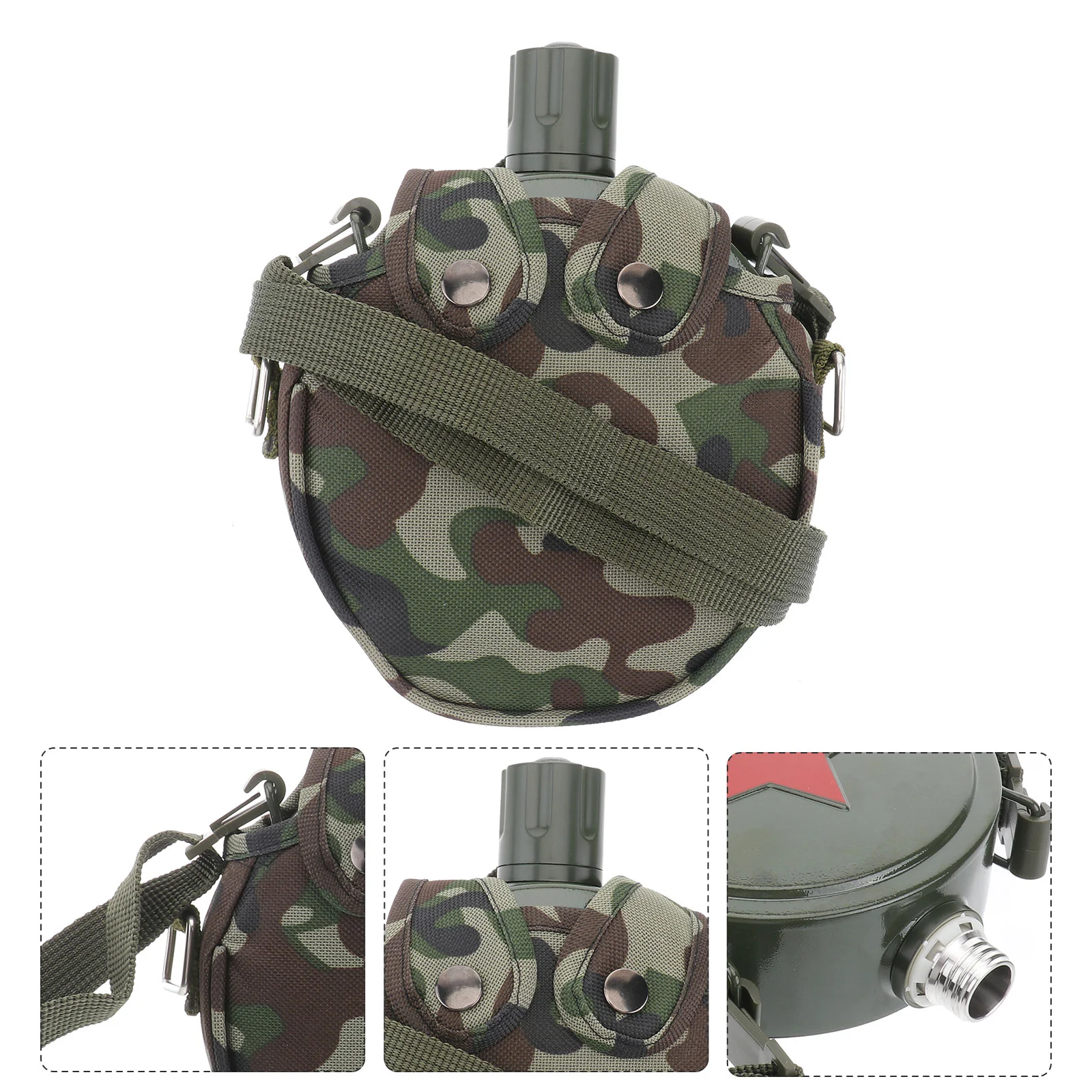 

Canteen Bottle Water Camouflage Kettle Metal Stainless Compact Hiking Survival Steel Outdoor Camping Gym Mountaineering Portable