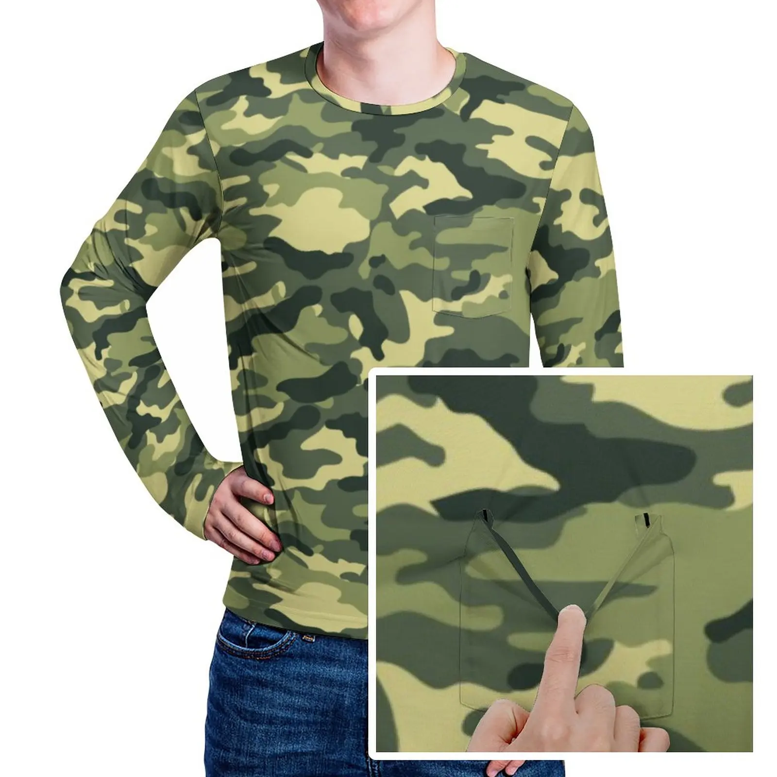 

Футболка мужская камуфляжная с длинным рукавом, с карманами