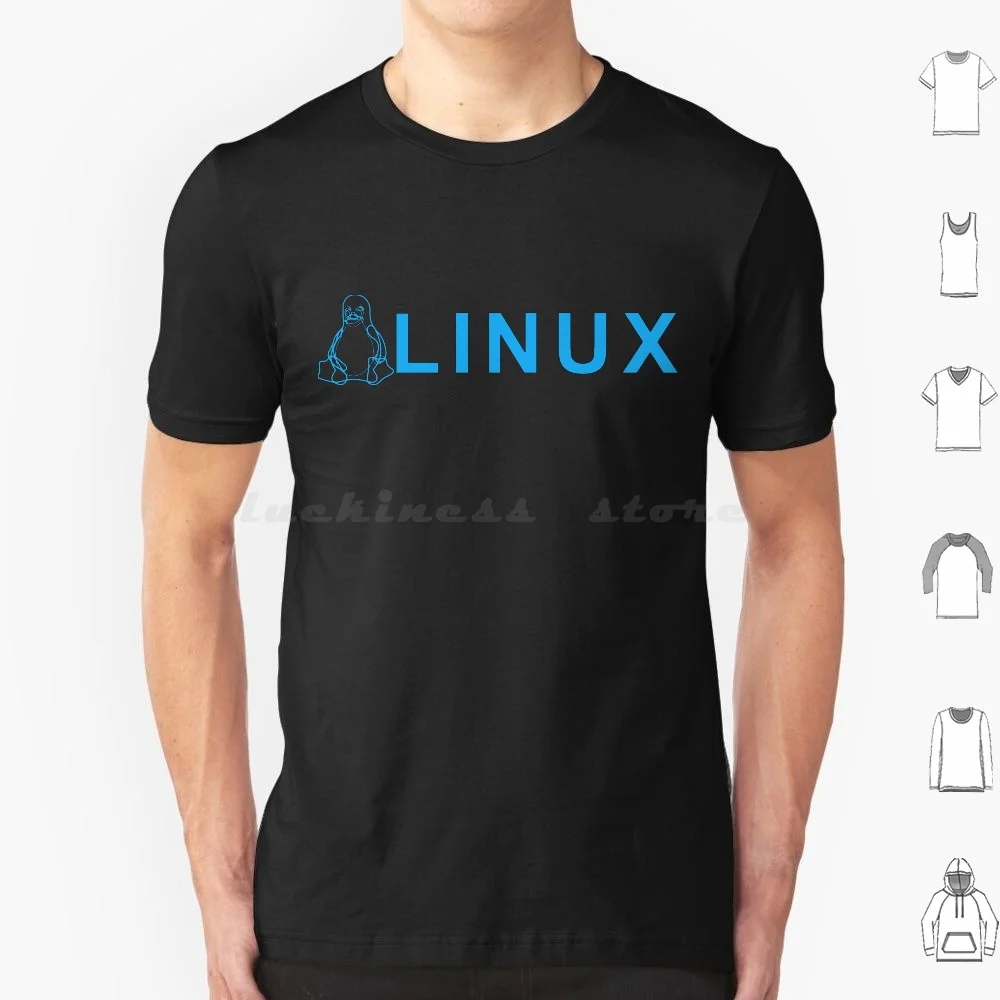 

Голубая футболка Linux, большой размер, 100% хлопок, Linux, Debian, Opensuse, Tux