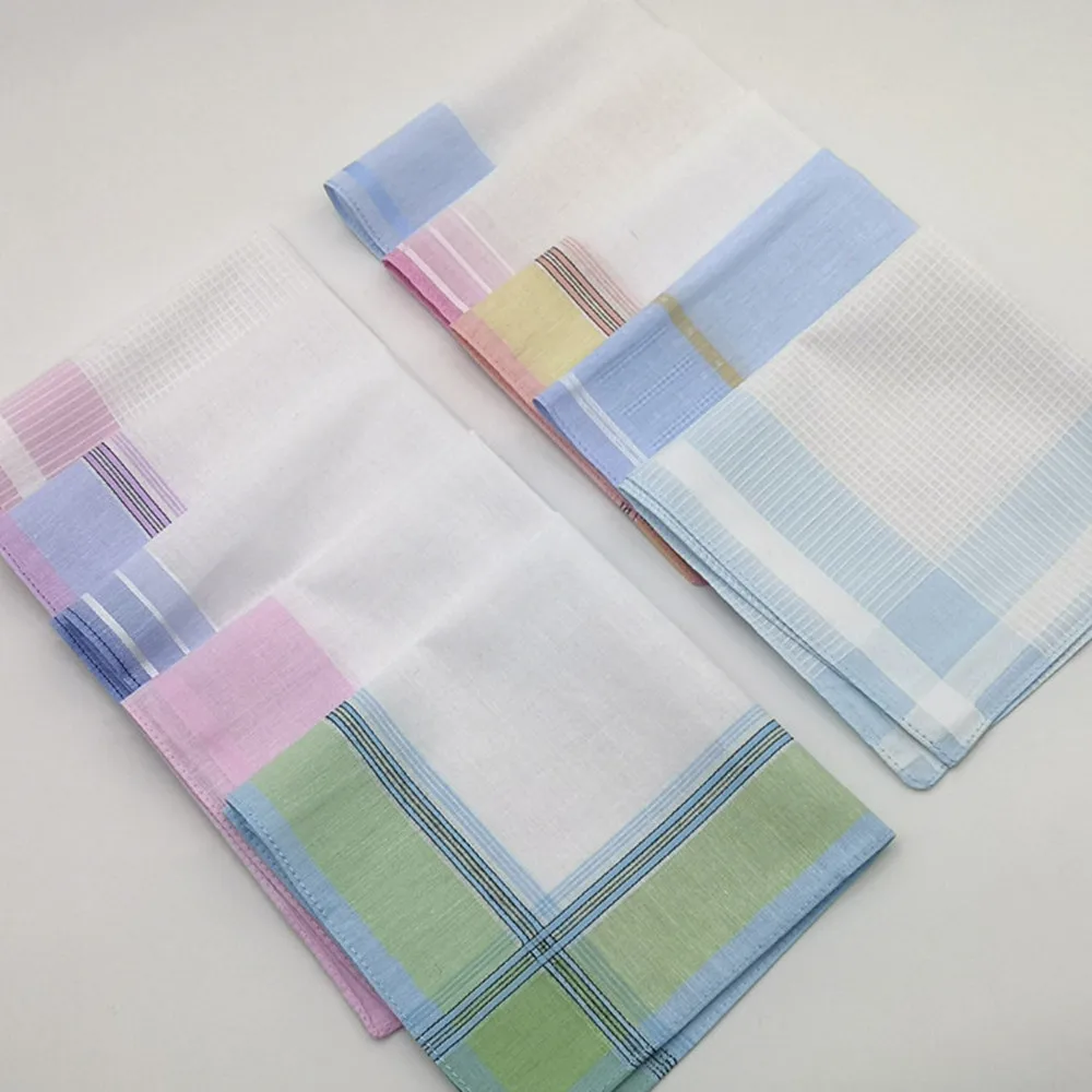 

3PCS Thin Version Cotton Plaid Stripe Pocket Handkerchief Men Women Handkerchief Towels 30cm Novelty Wedding Party Dining H13