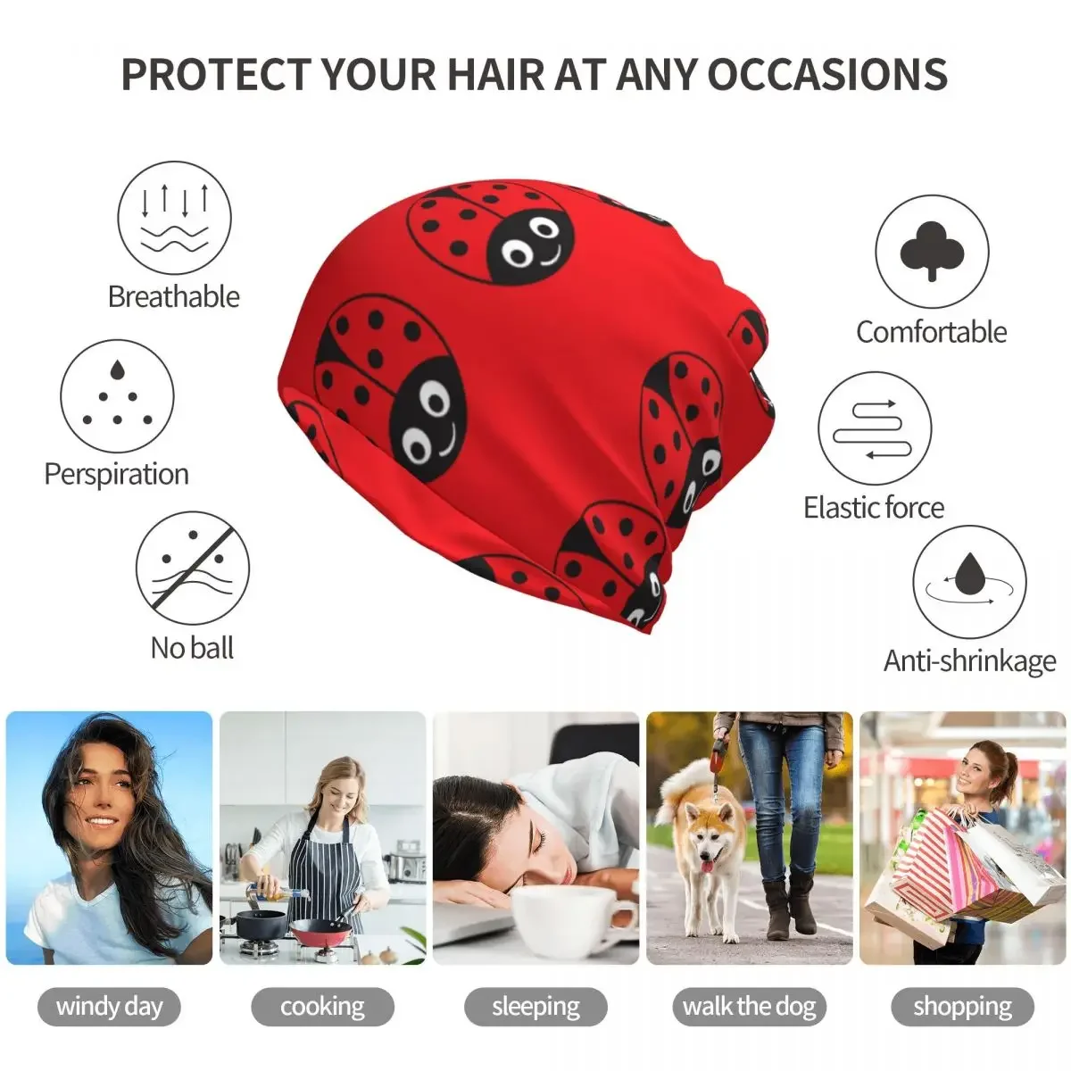 Фото Многофункциональная маска-бандана Ladybug Girl: шарф, маска для лица, шапка-бини, унисекс, для взрослых, моющаяся №4