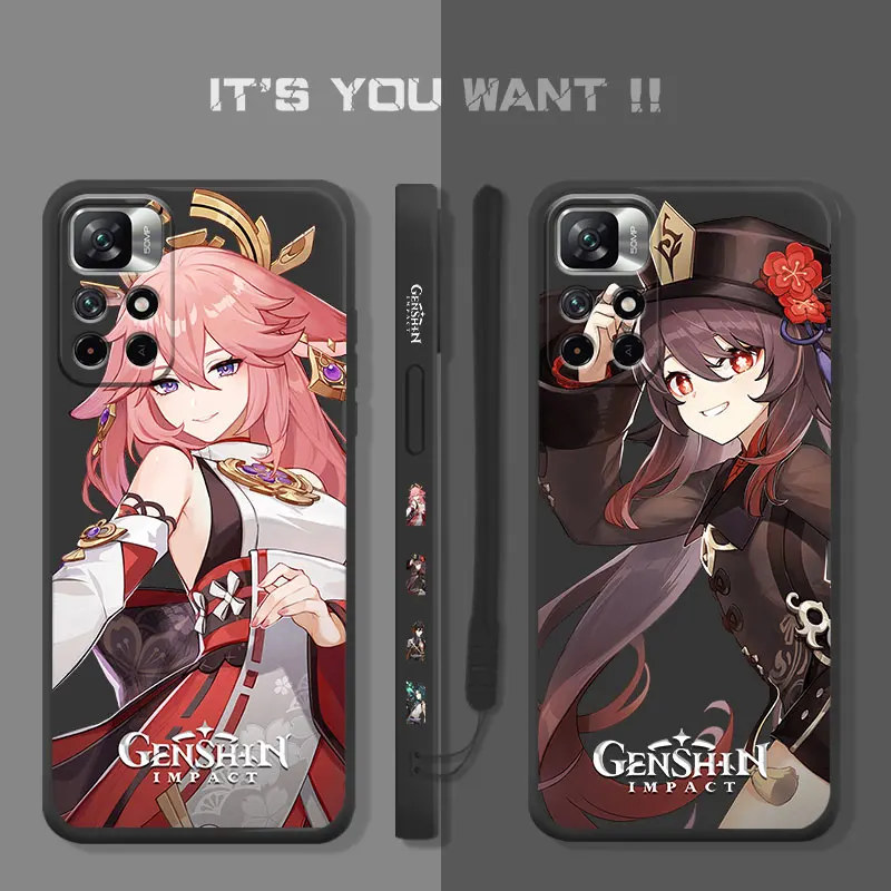 

Celular Print Cover Case for Xiaomi Redmi 10C 9C 9A 8 Note 10 9S 11 9 Pro K40 K40Pro Genshin Impact Yae Miko Hu Tao Silicone