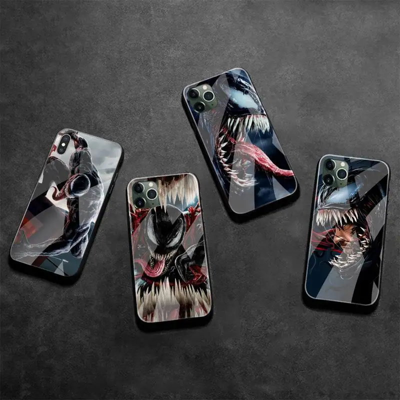 

Marvel hero Venom Let There Be Carnage Phone Case Tempered Glass For iPhone 13 12 Mini 11 Pro XR XS MAX 8 X 7 Plus SE 2020 cover