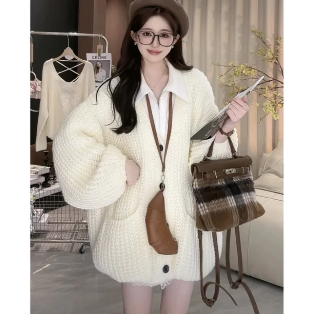 Вязаная куртка в стиле Idle женская осенне-зимняя новинка свободный крой