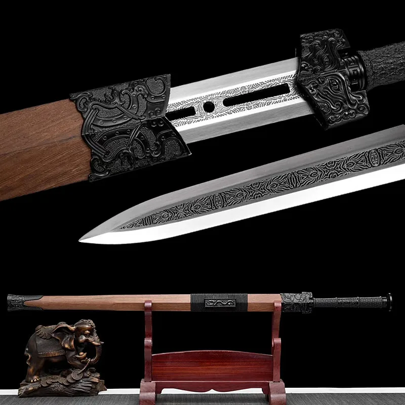 

Traditional Chinese Sword Real Sharp Hand Forged Manganese Steel Full Tang Battle Ready Sword Home Decor King of Qin Espada