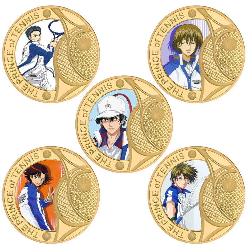 Позолоченные Памятные золотые монеты Ryoma Echizen Fuji Syusuke Kikumaru Eiji, коллекционные золотые монеты, аниме Принц теннисных монет