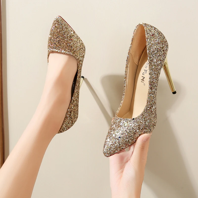 

Newest Sexy Cinderella Shoes Rhinestone High Heels Women Pumps Pointed Toe Woman Crystal Party Wedding Shoes Zapatillas Mujer