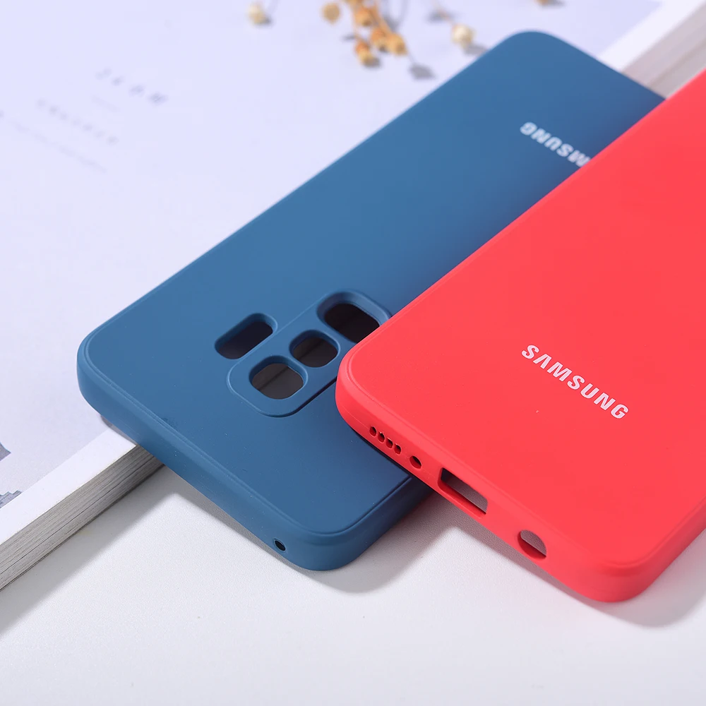 Оригинальный чехол для Samsung Galaxy S9 Plus + мягкий силиконовый шелковистый на ощупь