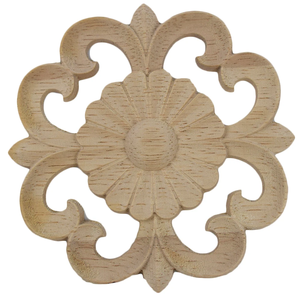 

5PCS 10cm Vintage Unpainted Wood Carved Flower Decal Corner Onlay Applique Frame Home Furniture Wall Cabinet Door Decor Crafts