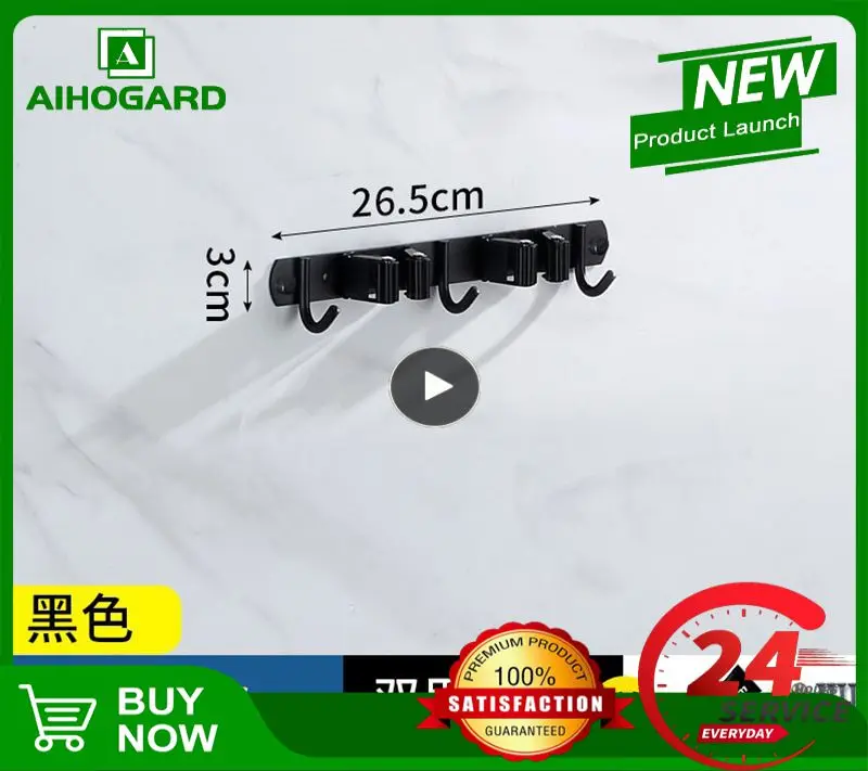 

Adhesive/nailing Hooks Kitchen Bathroom Wall Mounted Mop Organizer Hook Rack Broom Hanger Strong Hooks Storage Shelf