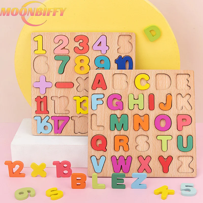 

Деревянная доска с цветным алфавитом и цифрами, 1 шт., 20 см, 3D пазл, детская игрушка для раннего развития, Семейная Игра с буквами