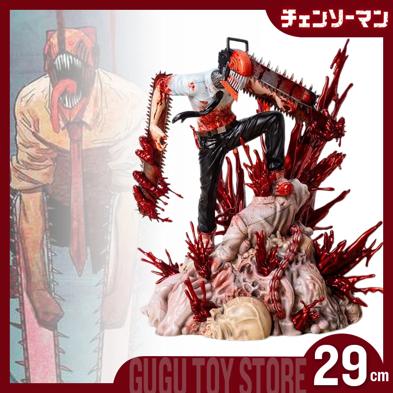 

29cm Chainsaw Man Denji Anime Figure Pochita Statue Chainsawman Action Figures Pvc Statue Figurine Decoration Model Doll Toy Gif