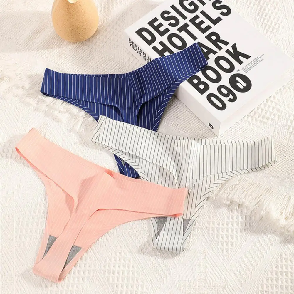 

Women Panties Stylish High Elasticity Anti-septic Women G-string Contrast Colors Soft Lady Briefs