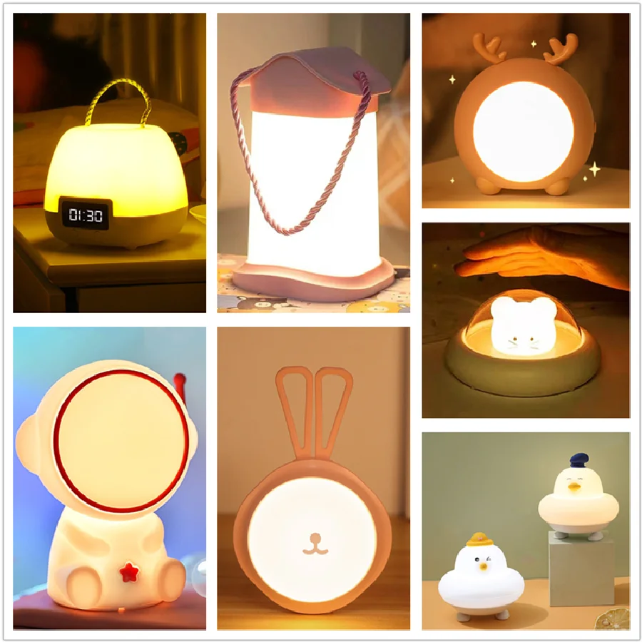 

Фонарь детский силиконовый с сенсорным датчиком, ночная лампа в виде животного, прикроватная лампа для спальни с дистанционным управлением, подарок на праздник для детей и детей