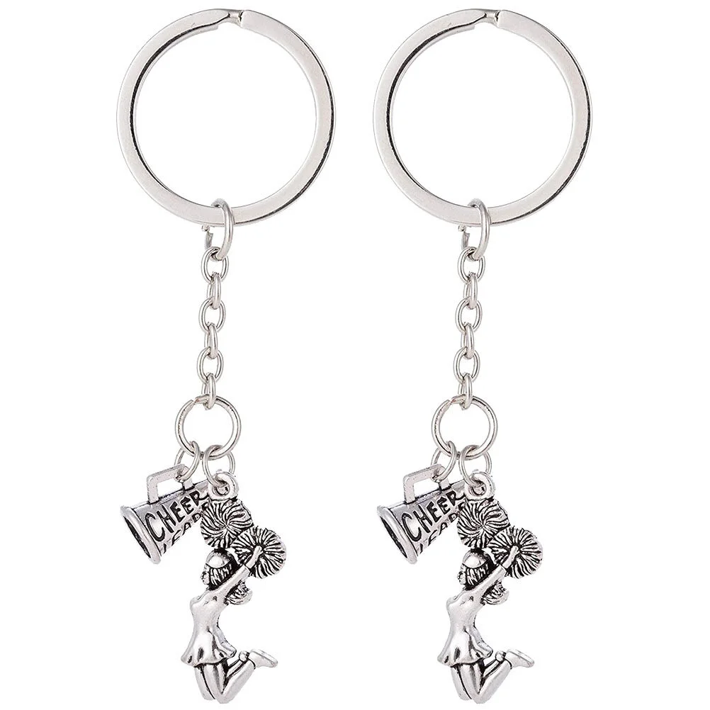

2 Pcs Creative Key Holder Cheerleaders Rings Keychains Boss Gift Pendant Student Women