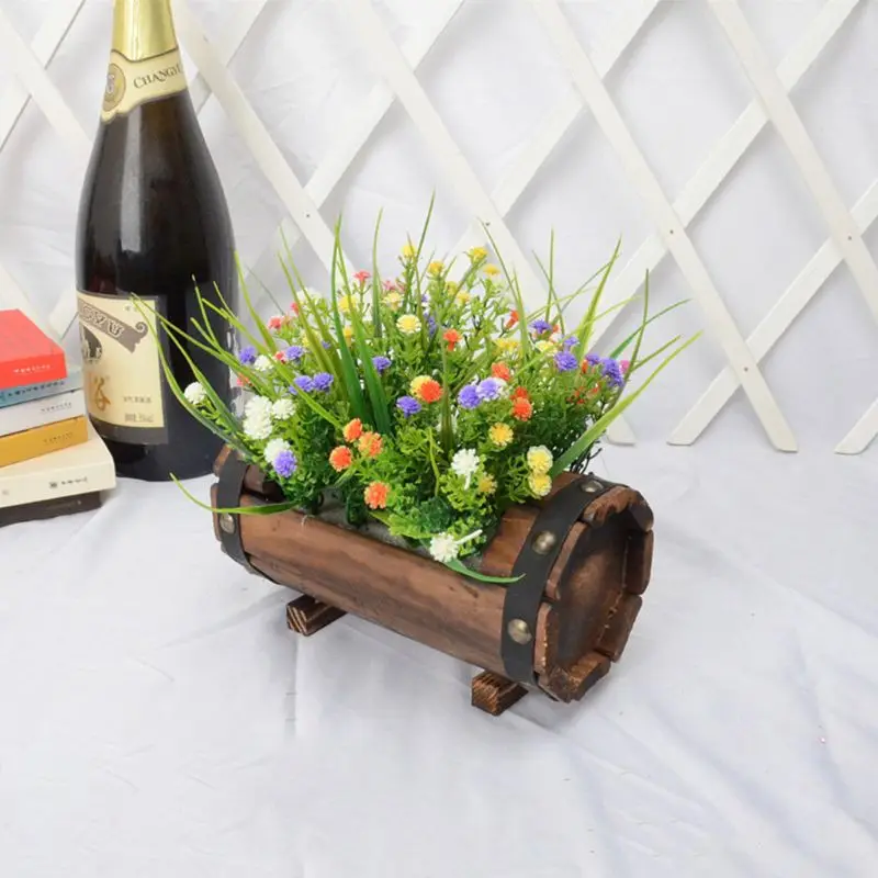 

Carbonized Wooden Flower Pot Succulent Plant Potted Planter Outdoor Garden Decor