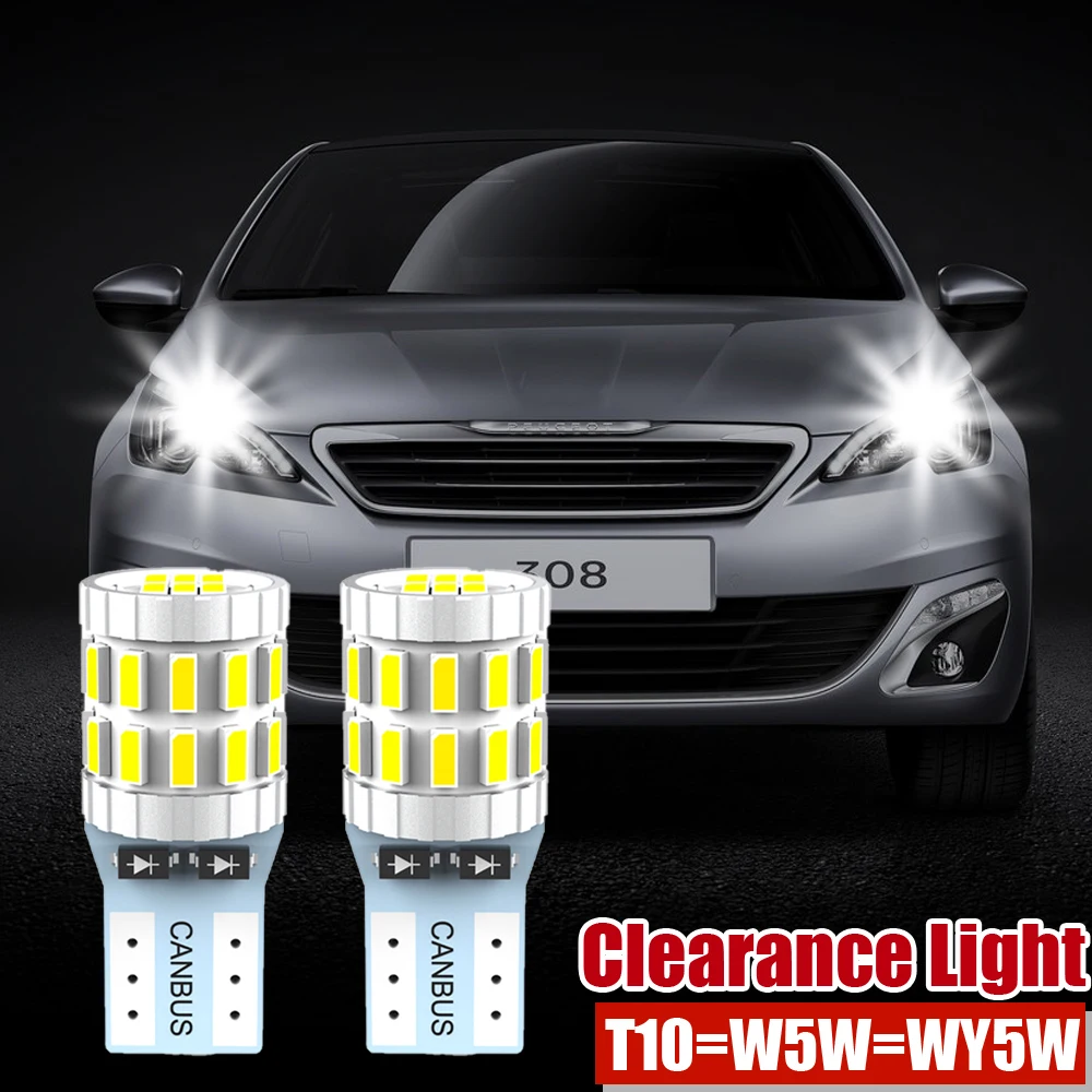 

2 шт., габарисветильник светодиодные лампы W5W T10 для Peugeot 206 307 208 308 3008 207
