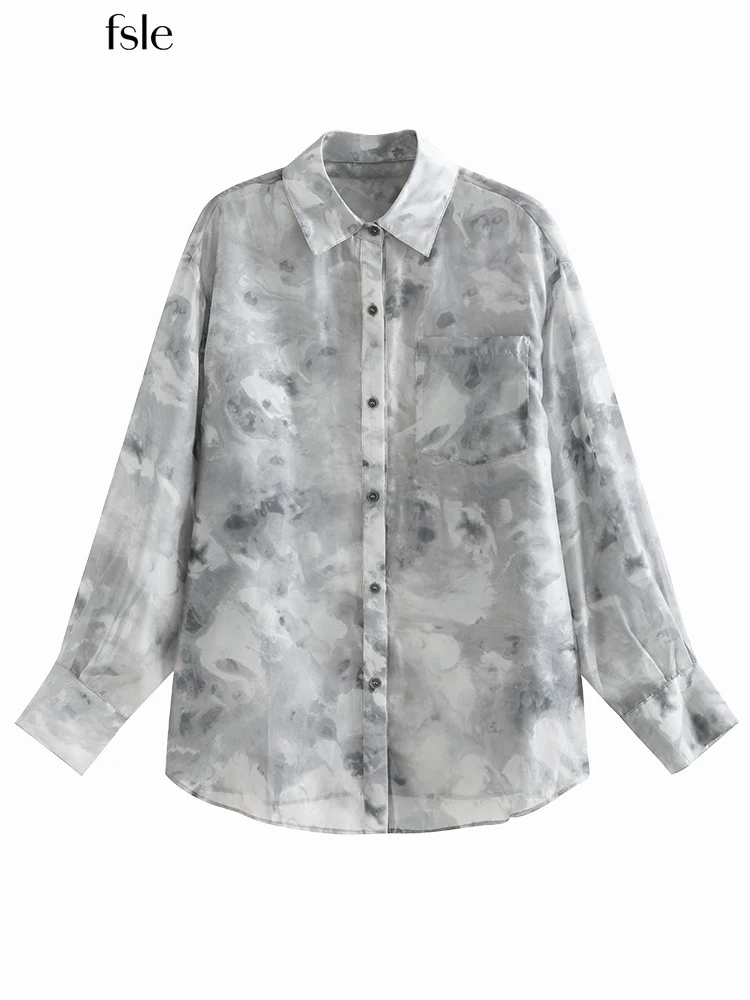 

FSLE Sunscreen Women Shirts Специальный дизайн Streetway С длинным рукавом Свободный Казуальные Коммутировать Summer Female Tops