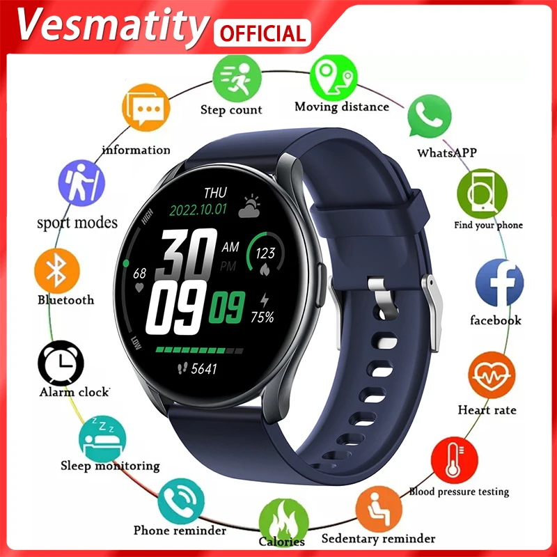 

GTR1 Smart Watch Fitness Tracker Blood Pressure Heart Rate Blood Oxygen Sleep Monitoring IP68 Waterproof 1.28 Inch Color Screen