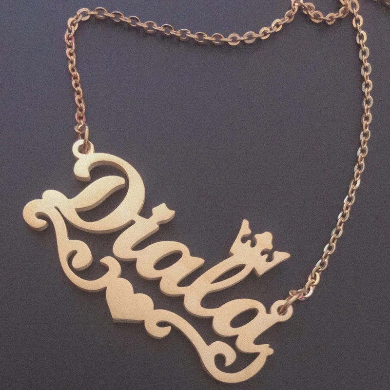 

Симпатичные Корона имя ожерелье индивидуальная именная табличка сердце подвеска-лента для ожерелья из нержавеющей стали, ювелирное издели...