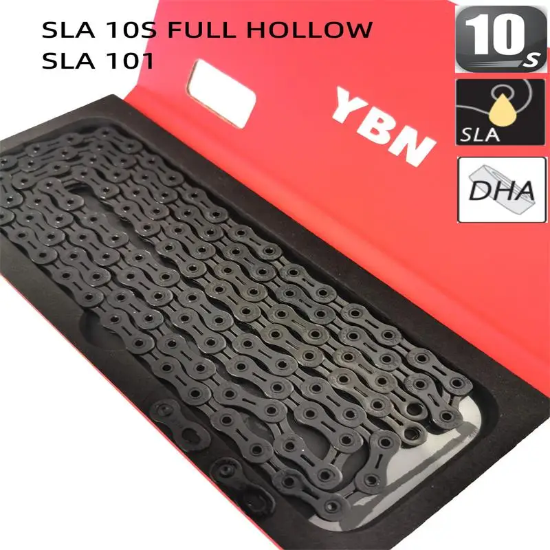 

SLA101 Bicycle Chains MTB Mountain Road Bike Chains 10 Speed Full Hollow Bike Chains 116 Links Color Silver Black Gold