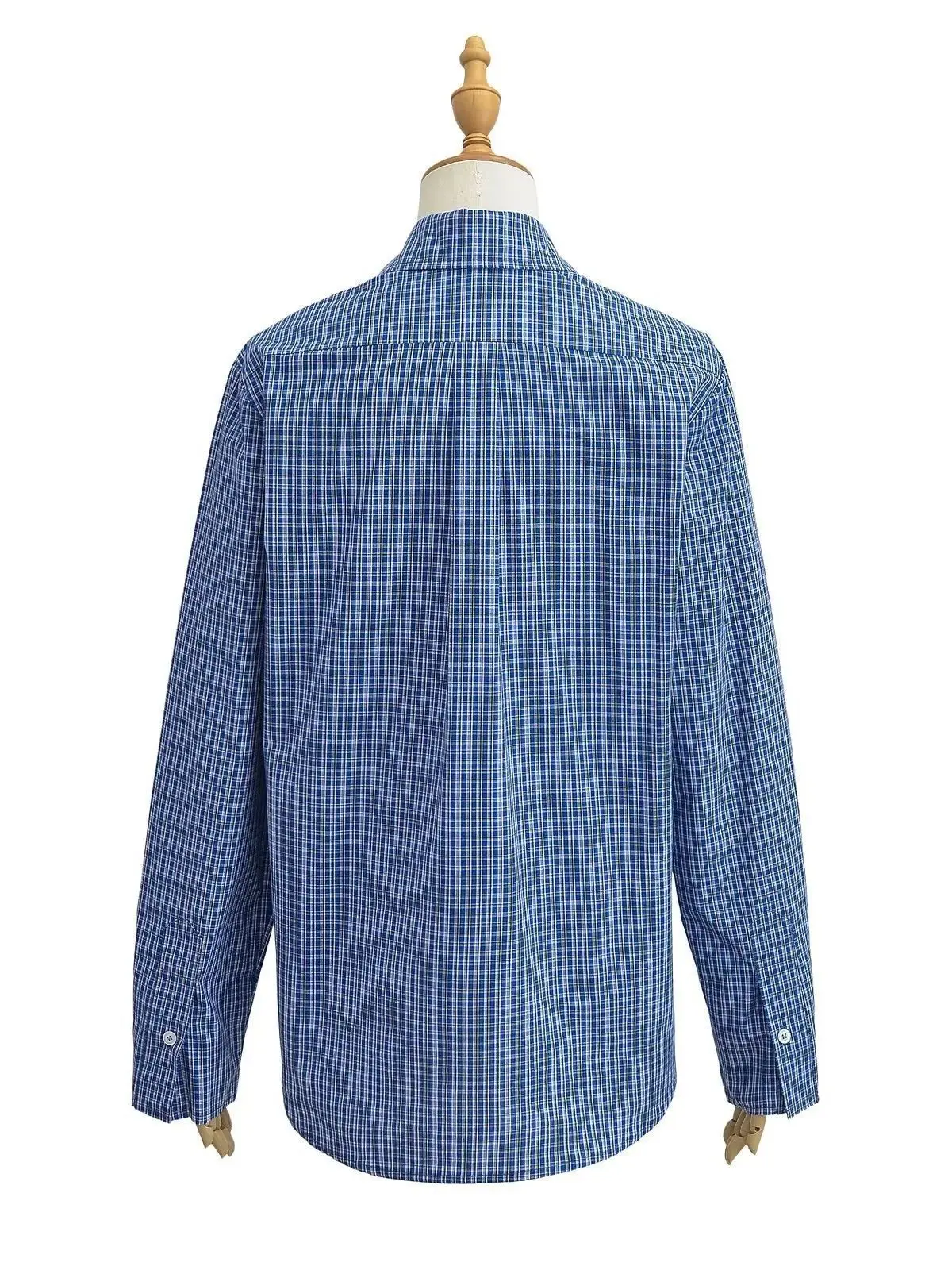 Осень/зима с лацканами 024 синяя клетчатая однобортная рубашка длинными рукавами