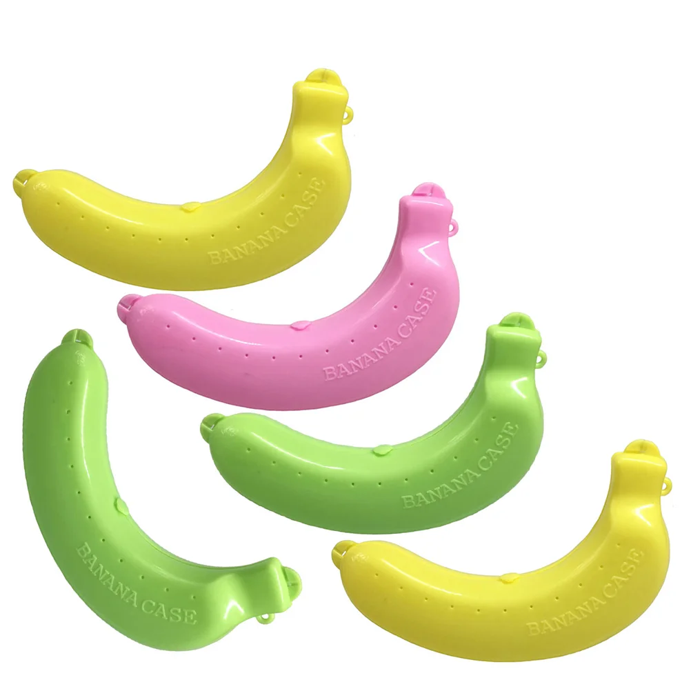 

5pcs Creative Banana Case Environmentally Plastic Storage Box Banana Container Holder for Outdoor Travel (Random Color)