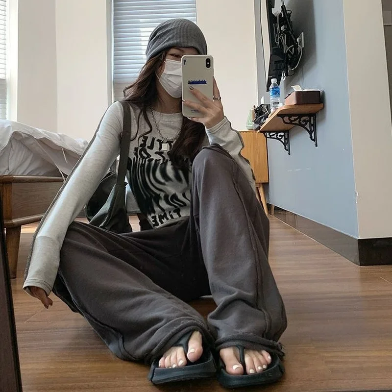 YUQI Y2K футболки с графическим рисунком Женская Корейская сексуальная тонкая