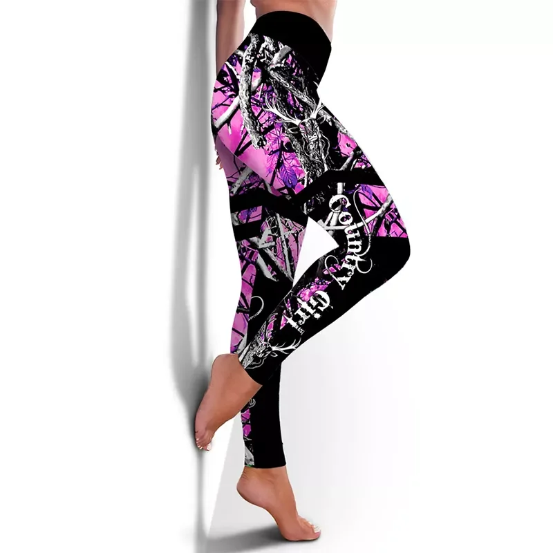 

Женские леггинсы с принтом оленя, из спандекса, с высокой талией