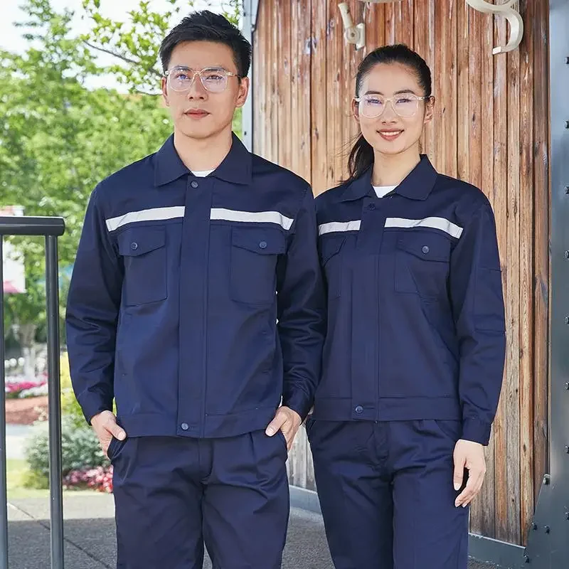 Long Sleeve Reflective Workwear Suit Spring Autumn Wear Resistant Thickened Labor Saving Top Auto Repair Factory Uniform