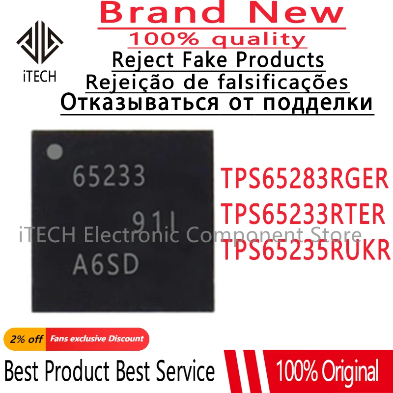 

5-10Pcs 100% New TPS65235RUKR 65235 QFN-20 TPS65233RTER 65233 QFN-16 TPS65283RGER TPS65283 VFQFN-24 Brand New Original Chips Ic