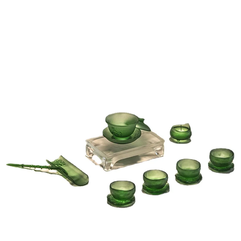 

YY Emperor Green Kung Fu Tea Set Cyan Decoration Ancient French Glaze