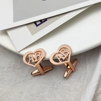 man shirt cufflinks custom name initials men personalised heart letters buttons stainless steel jewelry gemelli uomo per camicie