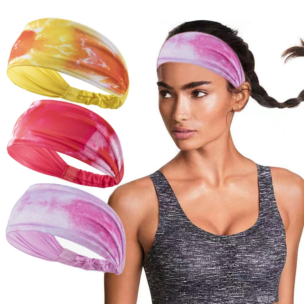 

Tie-dye Sports Headband Yoga Antiperspirant Headscarf Fashion Yoga Turban Headwrap Girls Hair Bands Accessories For Women