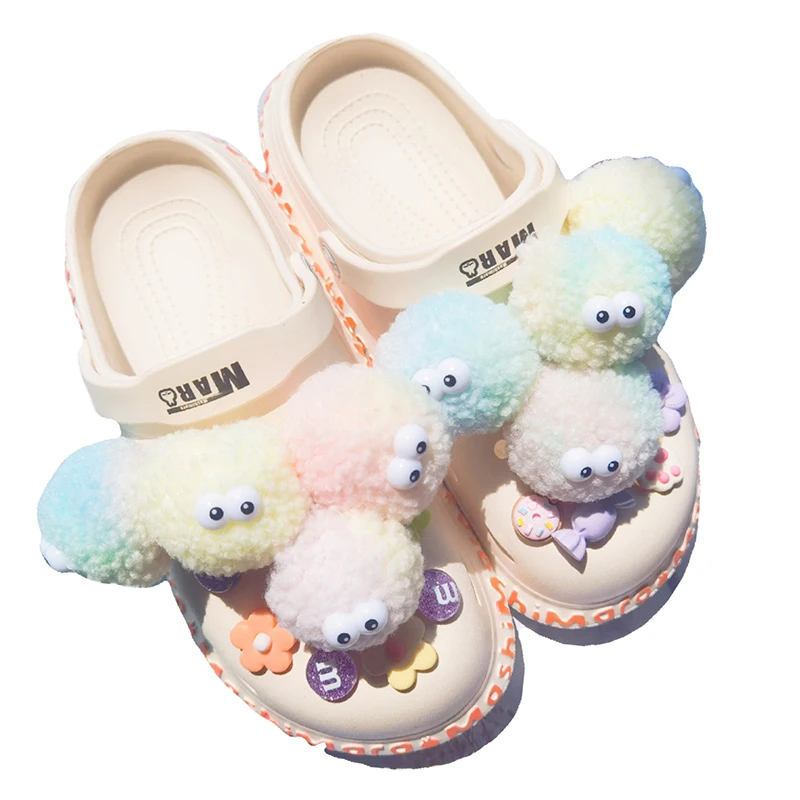Single Sale 1pcs Shoe Charms Lovely wool ball Garden Shoe Accessories Buckle Decorations Fit Croc Wristband JIBZ Kids X-mas M3