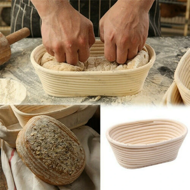 

Овальная корзина из ротанга для хлеба, плетеная корзина из натурального ротанга для брожения теста, корзина для брожения хлеба
