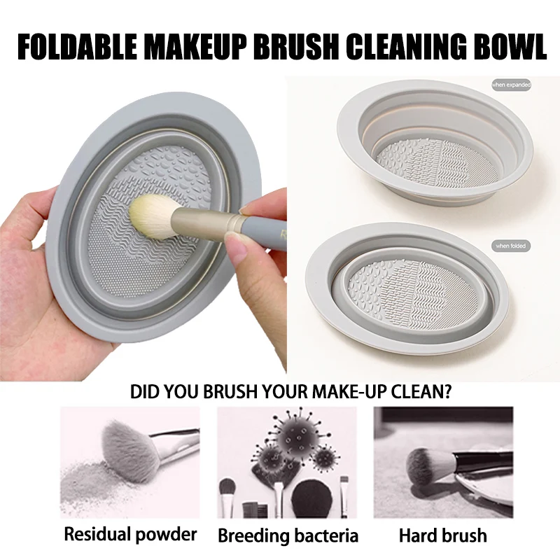 Foldable Makeup Brush Cleaning Bowl Silicone Portable Beauty Egg Cleane Tools Colorful Scrubber Box Cosmetics Cleaning Mat Kit