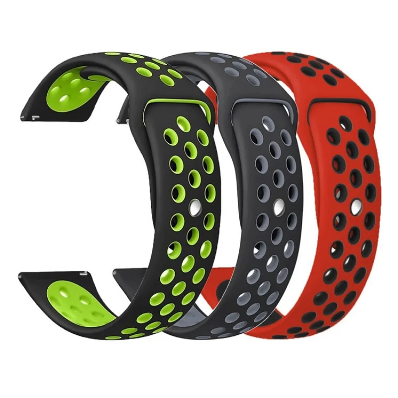 

20/22mm Dual Color Strap For Samsung Galaxy Watch 4 44mm 42mm Active 2 Gear S3 Silicone Bracelet Huawei Watch GT 2/2e/pro/3 Band