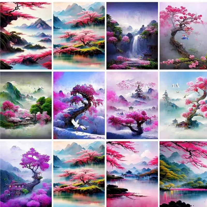 

GATYZTORY DIY Pictures By Number Kits Painting By Numbers Mountain Drawing On Canvas Hand Painted Picture Art Gift Home Decor