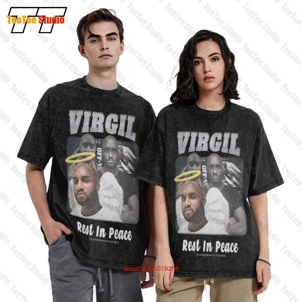Фото Винтажная футболка большого размера Virgil Abloh Memorial VLVO №2