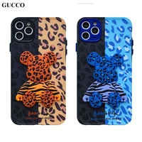 leopard kawsed bearbricked phone case for iphone 13 12 pro max xs 11 x xr case luxury designer trendy y2k girls aesthetic women