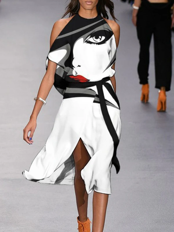 Платье с открытыми плечами коротким рукавом и разрезом в вечерние ле ретро |