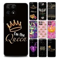 queen princess diamond crown phone case for honor 50 30 10 lite 30i 20 e 9a 9c 9x pro 8x nava 8i 9 y60 cover soft silicone cases
