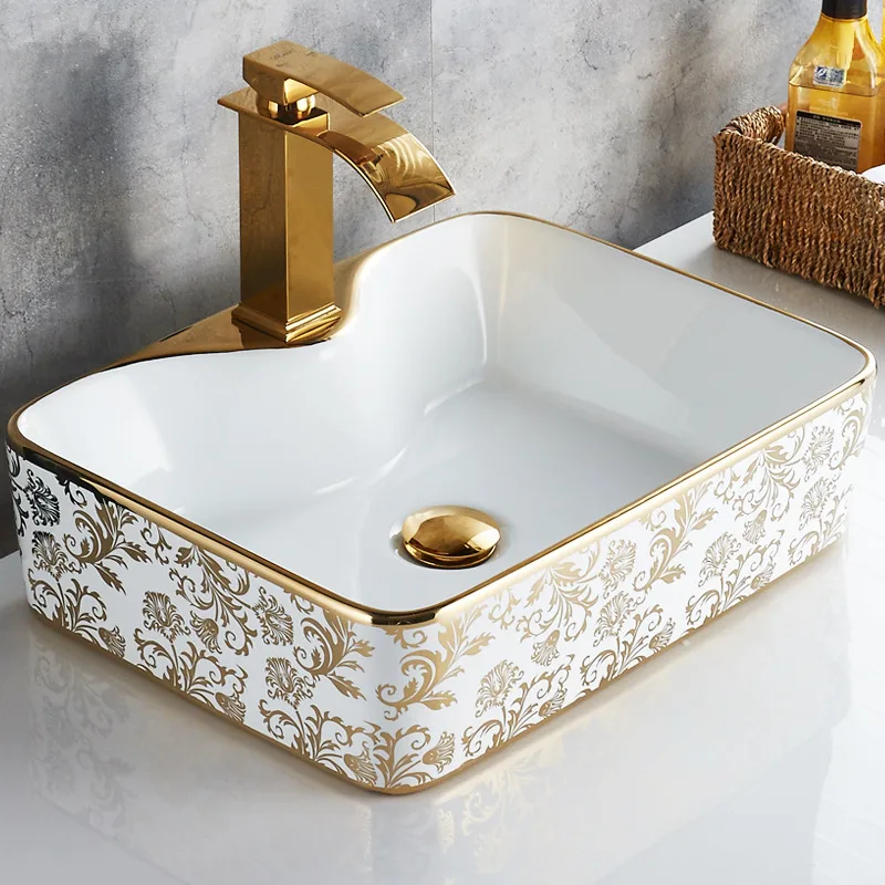 

Art Ceramic Bathroom Sink Set Ceramic Basin Countertop Sink Wash Basin Bathroom Faucet Pop Up Basin Mixer Tap