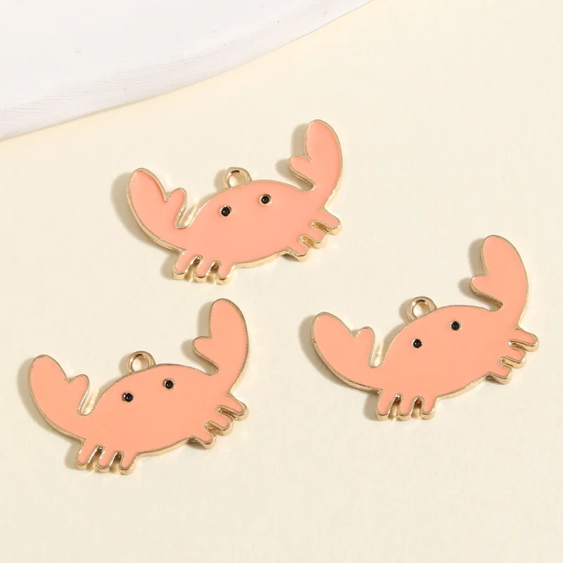 5 шт. золотой цвет 29 5x19 мм мультяшный эмалевый Краб шармы подвеска в виде