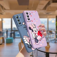 pink mickey minnie mouse disney phone case for samsung galaxy s21 s22 pro s20 fe s10 note 20 10 plus lite ultra 5g liquid rope