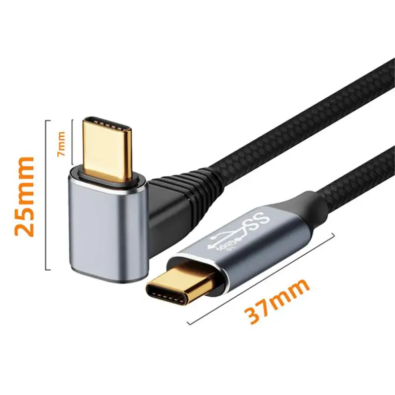 

90 Degree Usb Type C Cable 90 Degree Data Cable Fast Charging For Honor Huawei P40 100w5a Fast Charging Cable Usb3.1 Type-c 1.5m